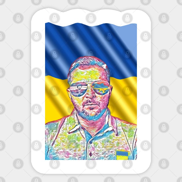 Volodymyr Zelensky - in color sketch Sticker by joelsnug